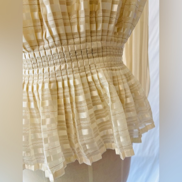 Vintage 80’s Romantic Sheer Cream Blouse with peplum waist and sexy back buttons - Picture 6 of 11